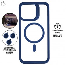 Capa iPhone 14 Pro Max - Metal Stand Magsafe Navy Blue